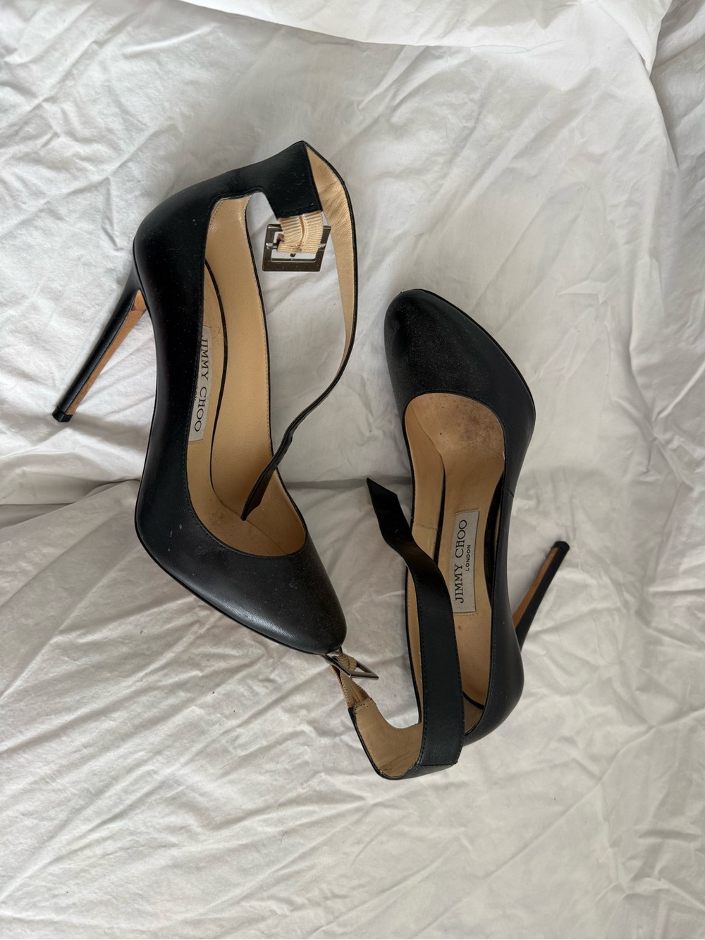 Jimmy Choo Black Leather D'Orsay Stiletto Pumps